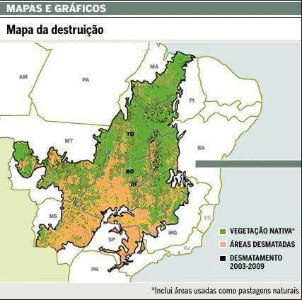 Mapa da 'Devastação' no Cerrado